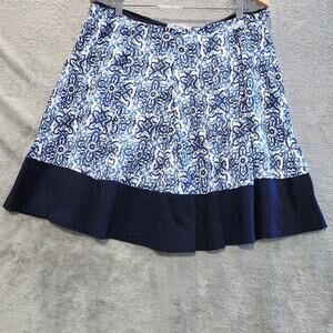 Milly Design Nation Blue White Capri Asymmetrical Tile Midi Skirt Size XL Beach